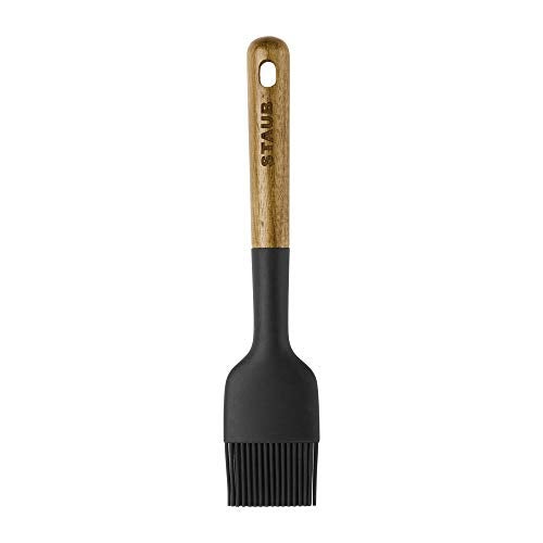 STAUB Pastry Brush, Perfect for Evenly Glazing Pastries and Basting Meats, Durable BPA-Free Matte Black Silicone, Acacia Wood Handles, Safe for Nonstick Cooking Surfaces - Image 4