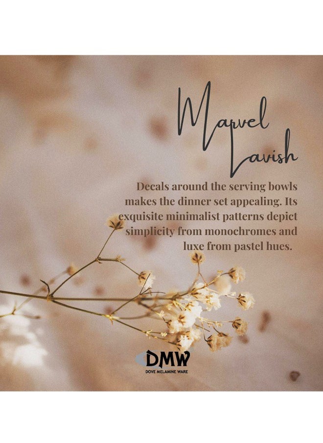 DMW - DMW Mikasa Lavish Design No.12 – 64-Piece Premium Melamine Dinnerware Set, Deep Royal Blue Border with Intricate Blue Leaf Motif and Golden Accents, Scratch Resistant, Unbreakable,Timeless and Sophisticated Dining Set - Image 1