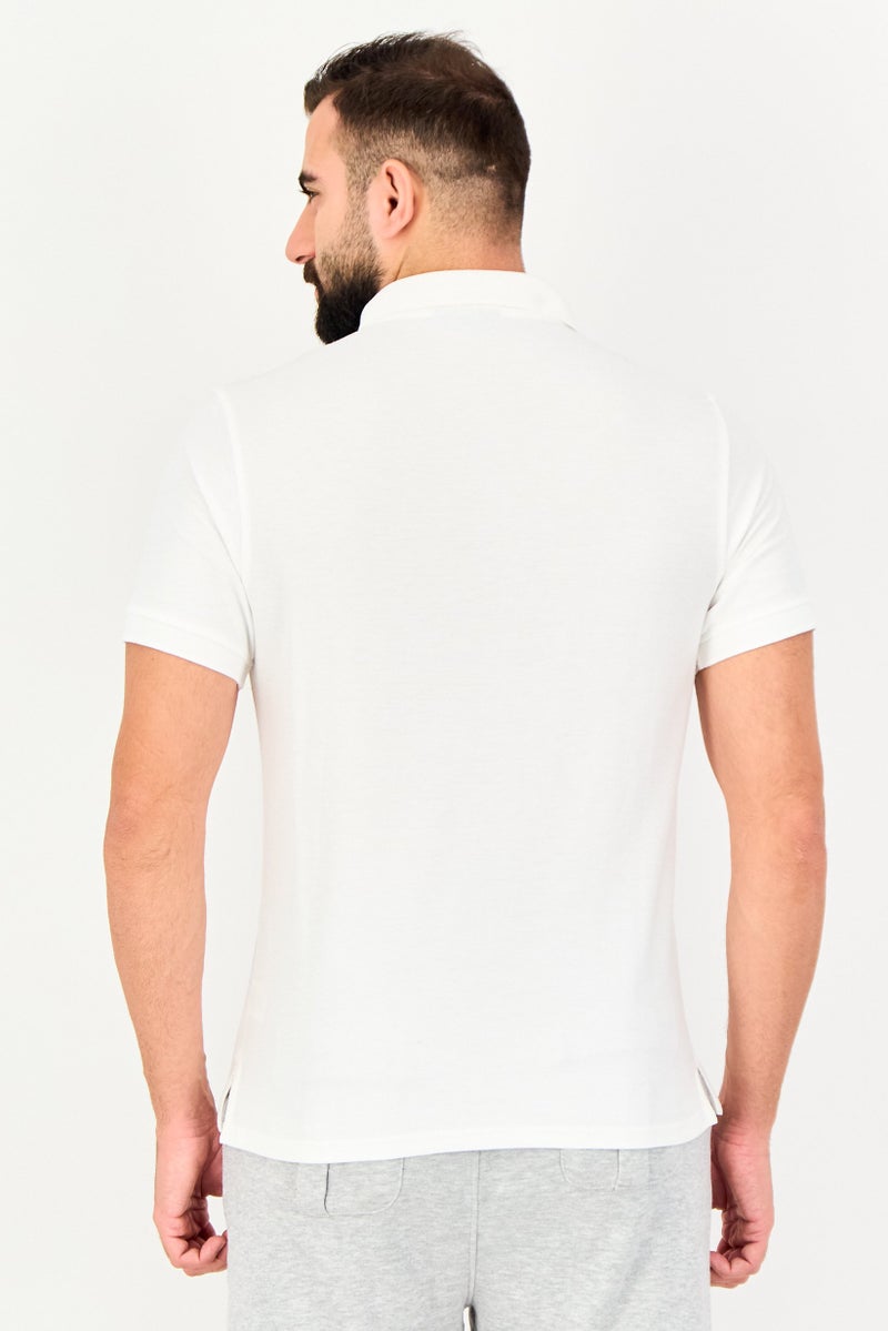 FILA Men Regular Fit Embroidered Logo Short Sleeve Polo Shirt, White - Image 4