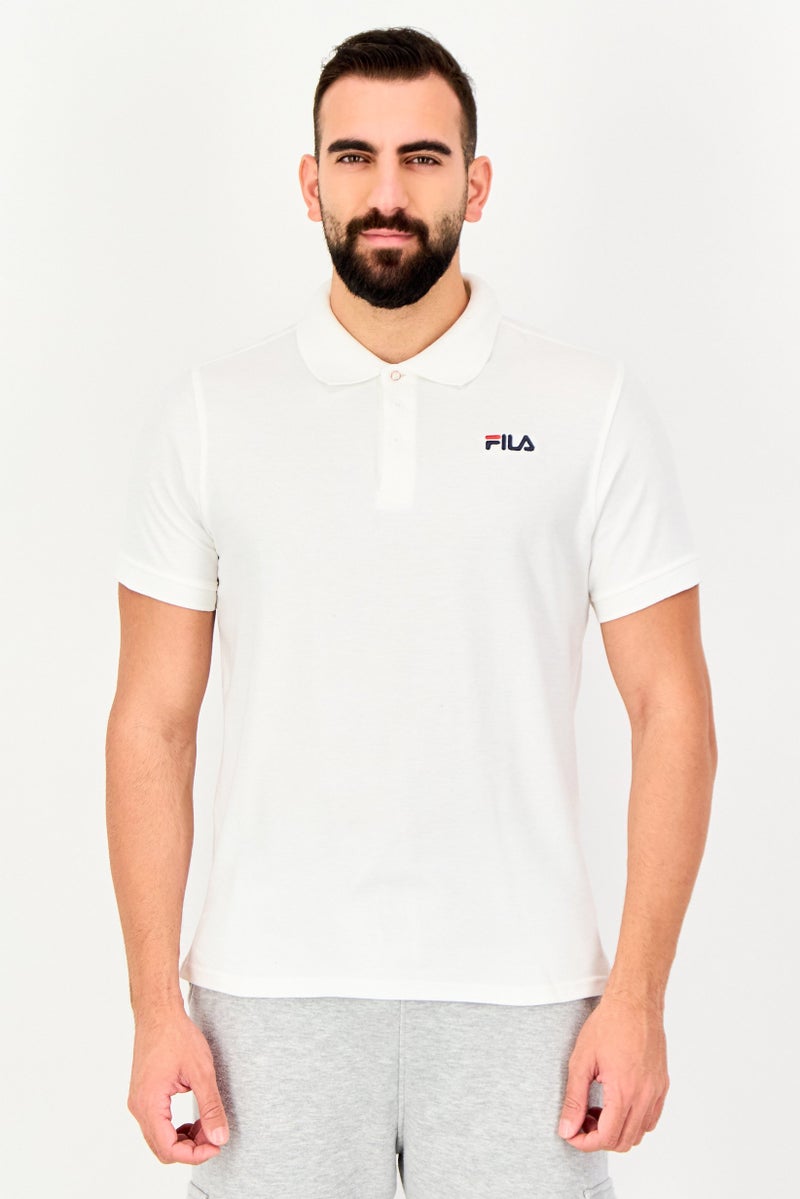 FILA Men Regular Fit Embroidered Logo Short Sleeve Polo Shirt, White - Image 1