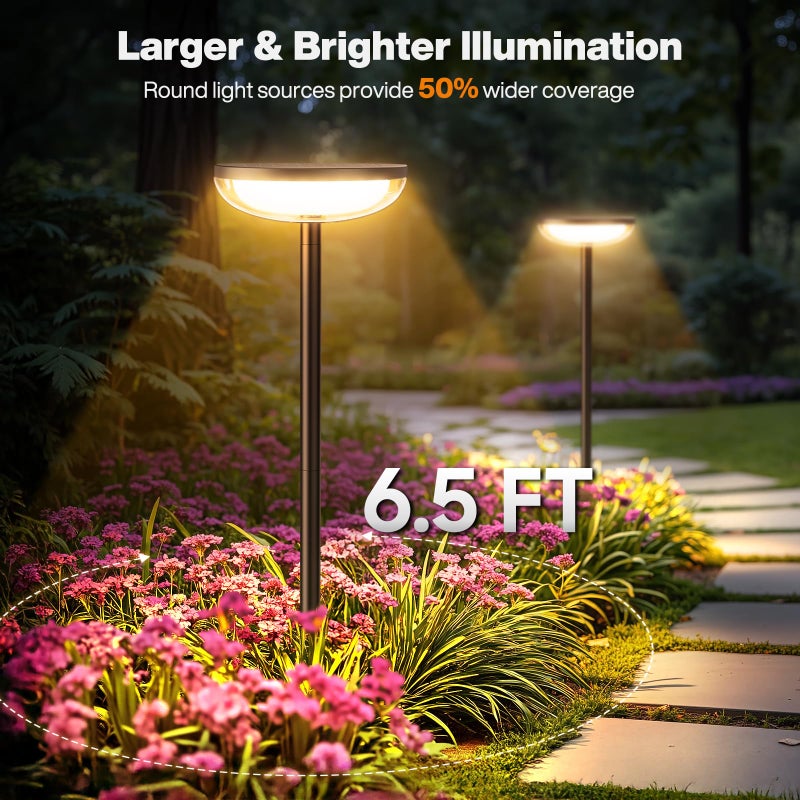 ELECLINK Solar Pathway Lights Outdoor, 6 Pack Tall Solar Garden Lights Outdoor Waterproof for Yard Flower Bed Patio Path Walkway Driveway Outside Decor Landscape Lighting - Image 2