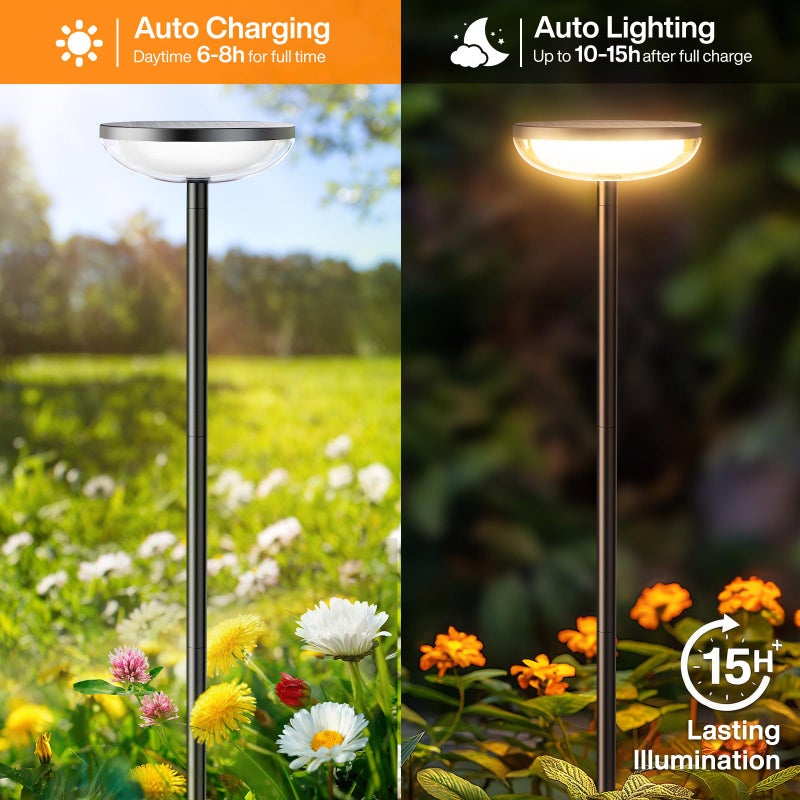ELECLINK Solar Pathway Lights Outdoor, 6 Pack Tall Solar Garden Lights Outdoor Waterproof for Yard Flower Bed Patio Path Walkway Driveway Outside Decor Landscape Lighting - Image 3