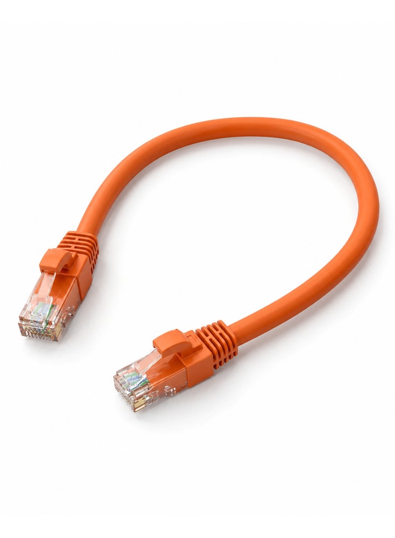 FUJISHKA 100% Pure Copper CAT6 Cable for Routers and Computers - Orange 50 CM - Image 1