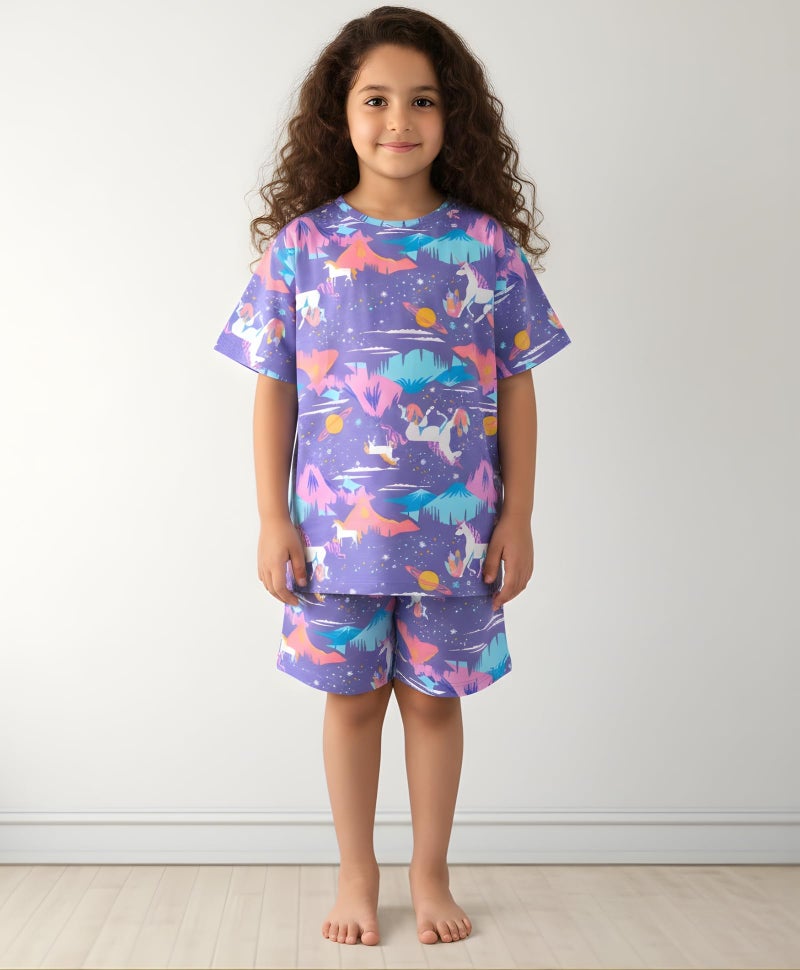 ANTHRILO Shorts Sets for Girl | 100% Cotton, Skin Friendly Fabric | Sleepwear Night Suit | T-shirt & Shorts, Half Sleeves T-shirt, Round Neck Knee length Shorts | Regular Wear | 4 Years-5 Years - Image 2