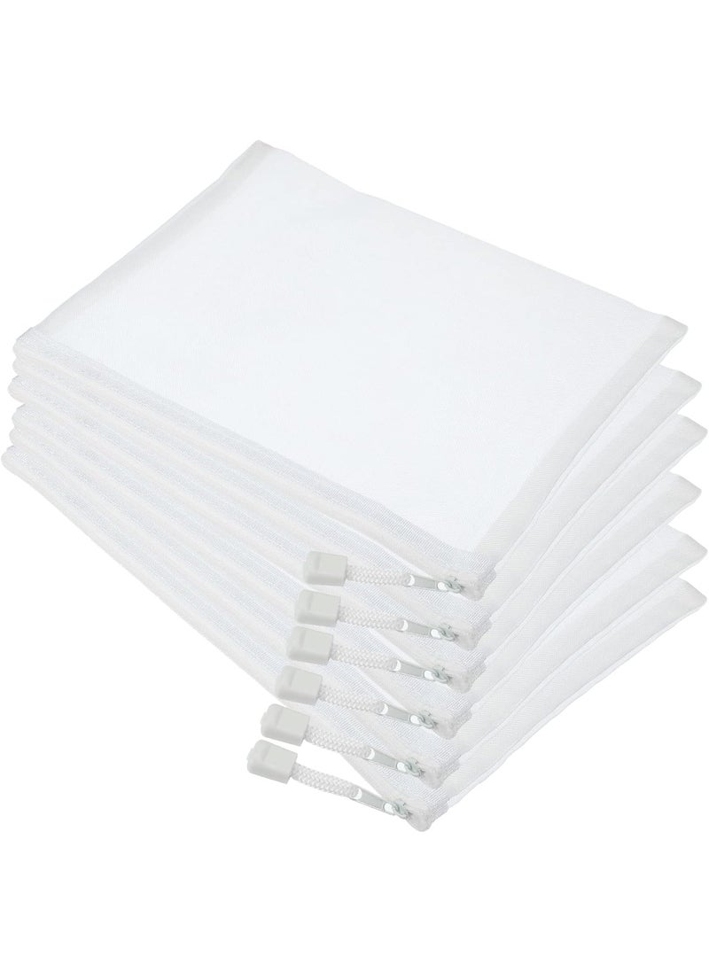 YOKIVE YOKIVE 6 Pack Mesh Cosmetic Bags, A5 Nylon Pencil Cases | Zipper Travel Organizers Makeup Pouch, Great for Home(White) 