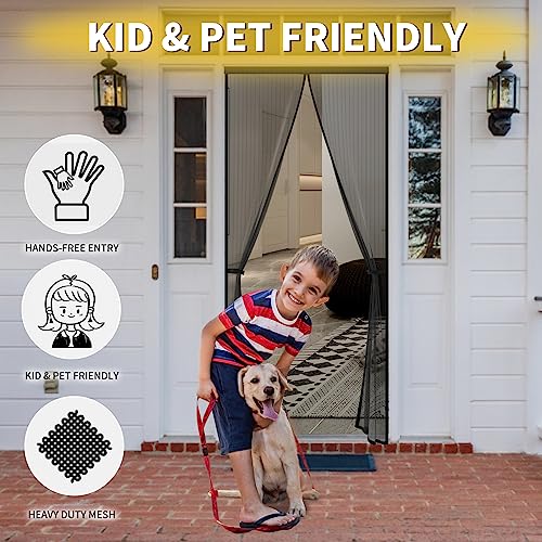 Iduontis Magnetic Screen Door- Fit for Door Size:36x80 Inch, Screen Itself Size:38"x82", Hands Free Mesh Partition,Heavy Duty Screen Door Mesh Curtain Keeps Bugs Out, Frame Hook & Loop, Pet and Kid Friendly - Image 4