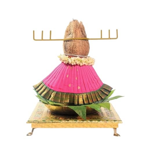 Doorbag Coconut Kalash Kadi Kalasam Flower Stand Stick for Vaibhav Lakshmi Varalakshmi Pooja and Home Temple Decor (Metal Golden Yellow Colored) - Image 1