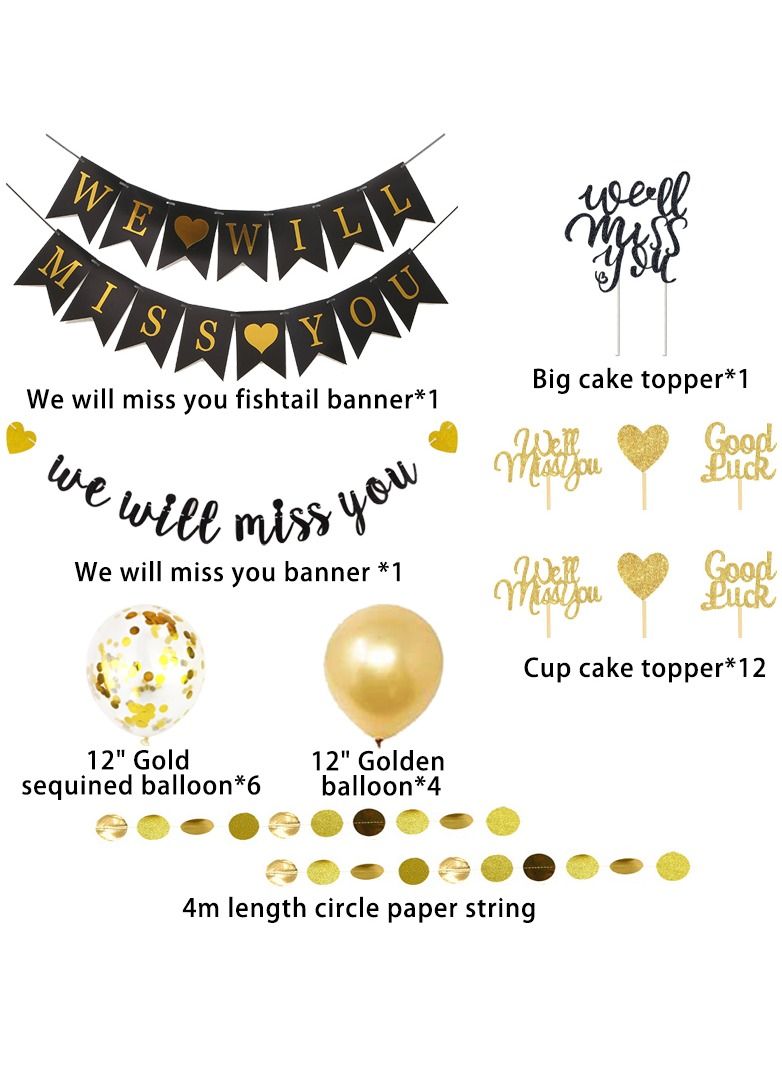 Farewell Party Decorations Gold and Black - Image 2