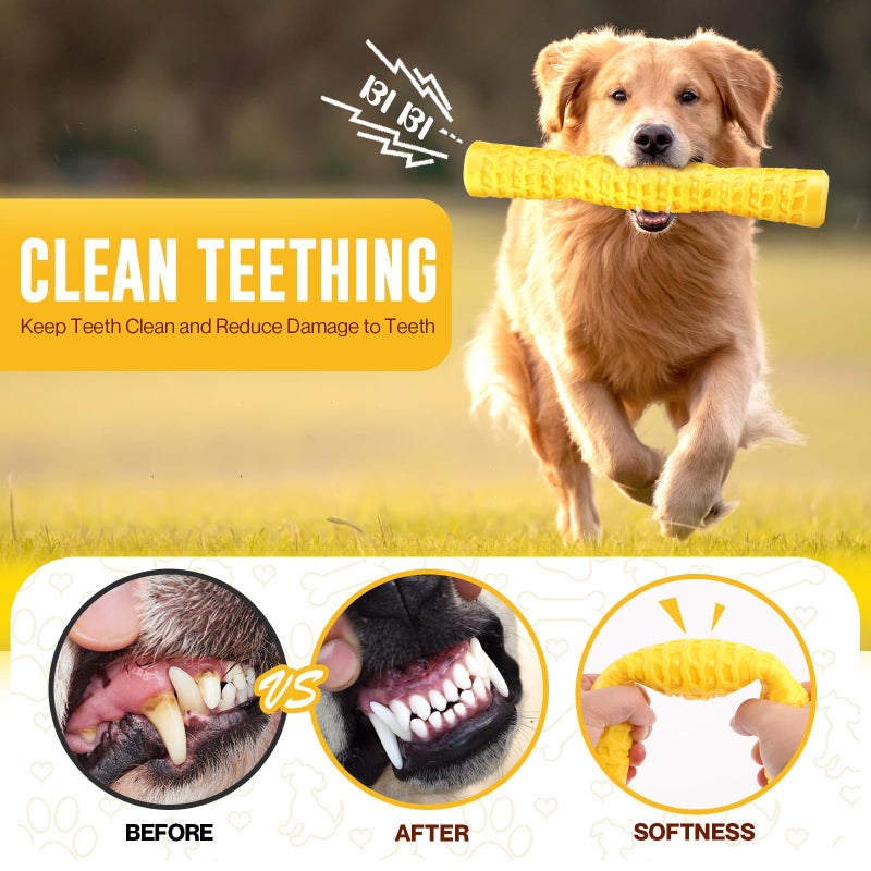 LOYEE Dog Squeaky Toys Interactive Dog Toys for Aggressive Chewers Tough Rubber Chew Toys for Medium/Large Breed, Indestructible Puppy Chew Toys for Teething (Yellow) - Image 4