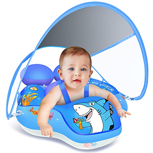 LAYCOL Baby Pool Float with Canopy UPF 50 Sun Protection Baby Float with Five Safety Protection Antiflip SafeInfants Swimming Floats for Infant 336 Months Boys and Girls - Image 1