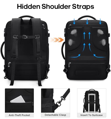 Bagsure Travel Backpack Carry On Backpack 42L Flight Approved, Expandable Laptop Backpack with Packing Cubes & Shoe Pocket, Water Resistant Luggage Backpack for Men Women, TSA Approved, Large Backpack - Image 4