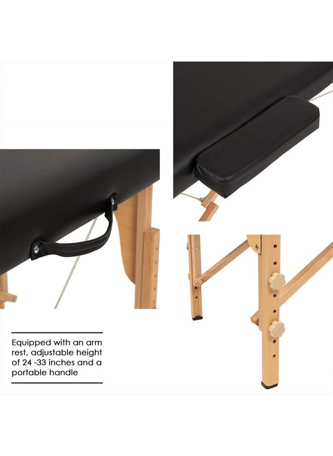 BestMassage Massage Table Massage Bed Spa Bed 84 Inches Long Portable 2 Folding W/Carry Case Table Heigh Adjustable Salon Bed Face Cradle Bed,Black  - Image 5