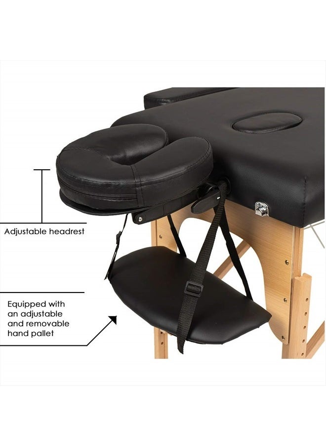 BestMassage Massage Table Massage Bed Spa Bed 84 Inches Long Portable 2 Folding W/Carry Case Table Heigh Adjustable Salon Bed Face Cradle Bed,Black  - Image 4