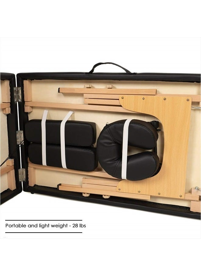 BestMassage Massage Table Massage Bed Spa Bed 84 Inches Long Portable 2 Folding W/Carry Case Table Heigh Adjustable Salon Bed Face Cradle Bed,Black  - Image 3