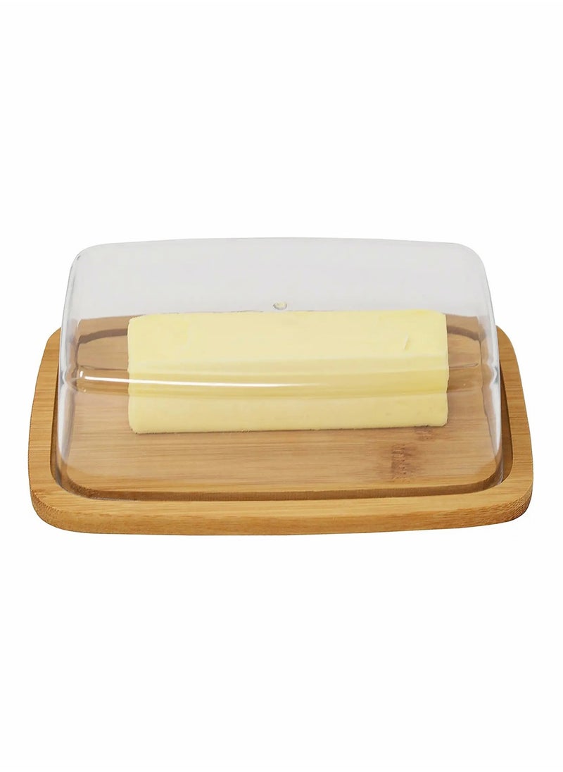 SYOSI - Bamboo Butter Dish With Dome Lid, Covered Butter Holder for Countertop, Airtight Butter Container with Cover, Butter Keeper Storage Perfect for West, East Coast Butter, Dishwasher Safe - Image 1
