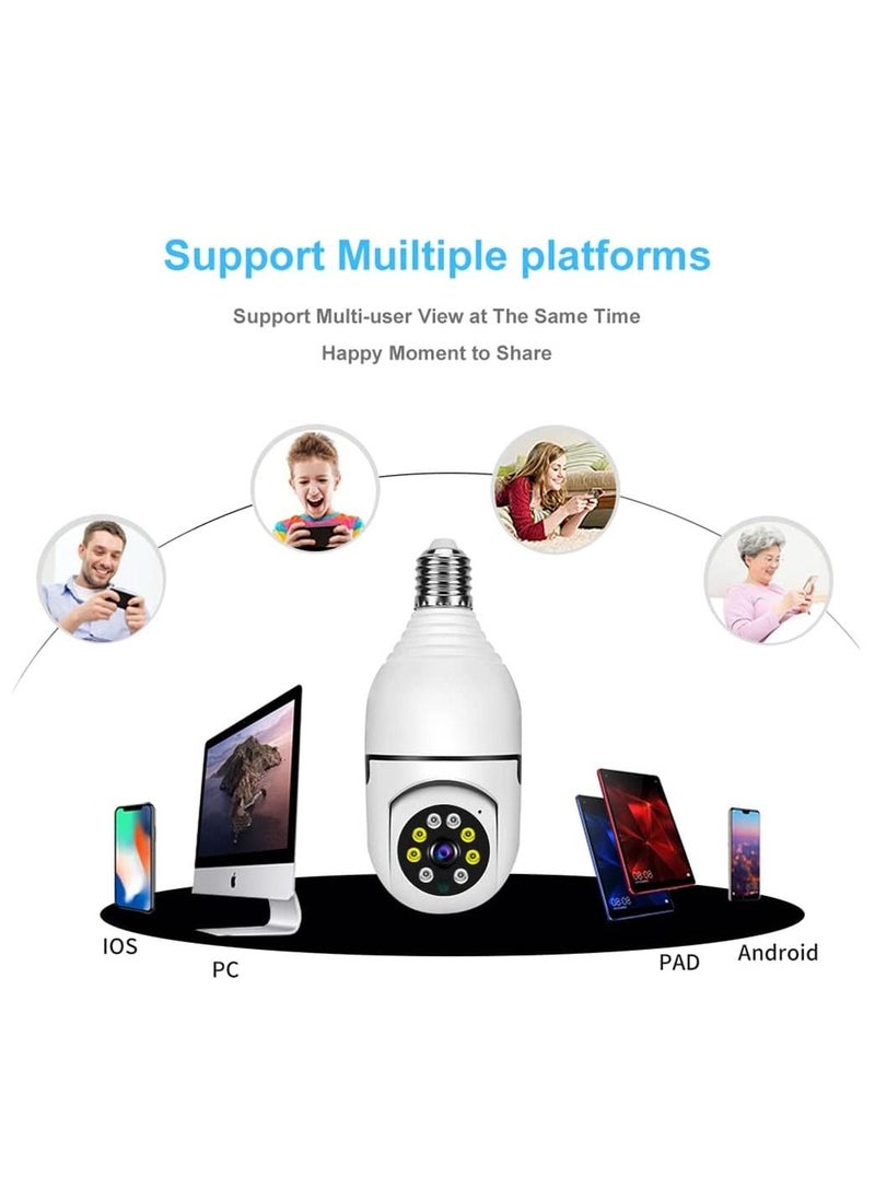 Generic - 1080P Wireless Tovnet Wifi Pan/Tilt Light Bulb Security Camera, 360 Degrees 3.0MP Cam Home Surveillance CCTV Panoramic IP Camera, with Night Vision - Image 1