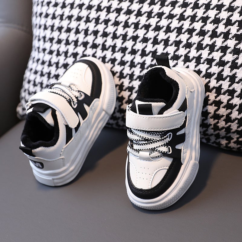 Kids Anti-slip Sneakers Velvety Warm Cotton Black 