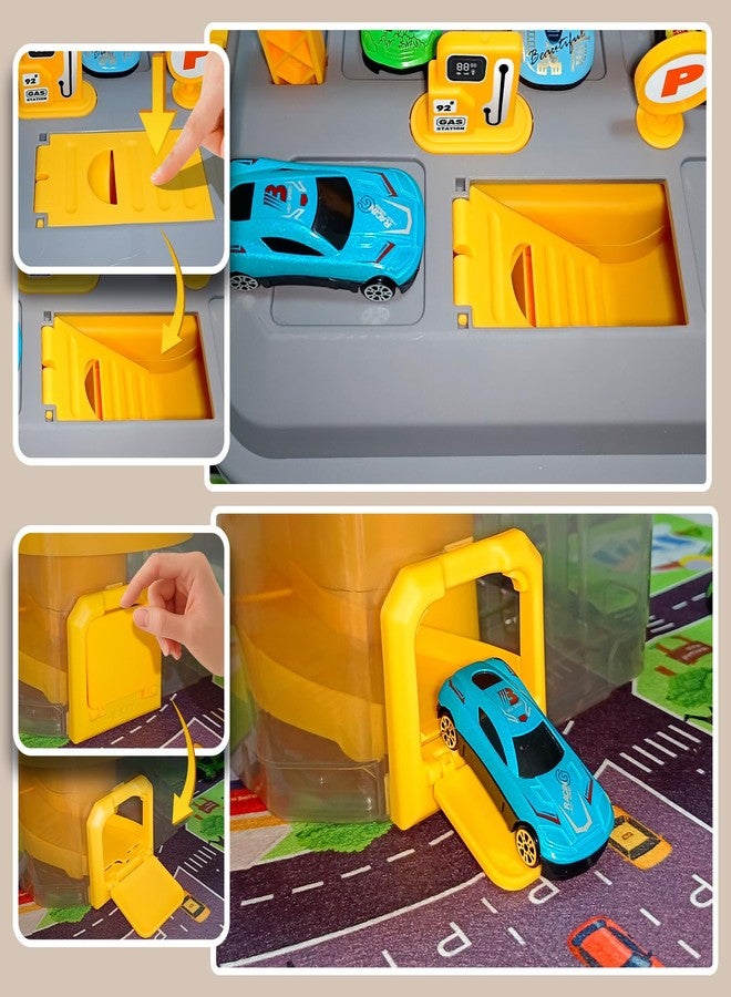 Saichotoy Toy Car Track Storage Playset - Car Toys Race Set Including 12 Diecast Cars, PlayMat, Race Tracks, Car Ramp, Kids Birthday Gift Toys for 2 3 4 5 Year Old Boys 1-3 2-4 Toddlers - Image 5