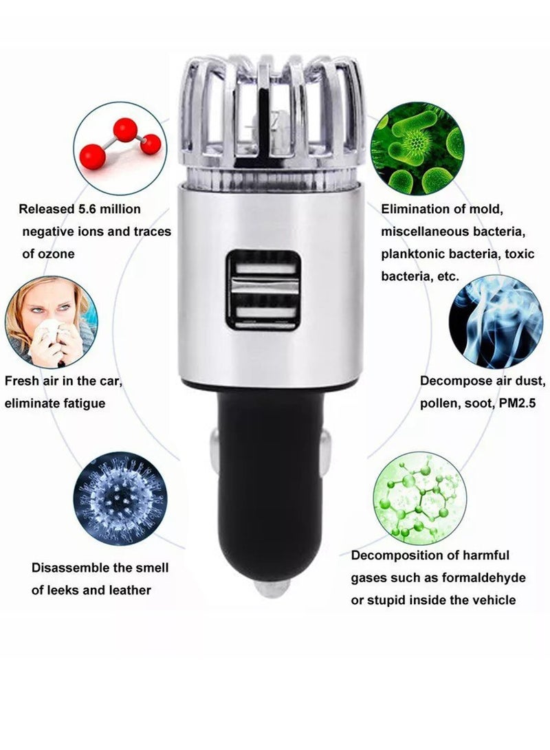 SUPER WINNER 2 in 1 Car Air Purifier and Dual USB Car Charger Odor Remover Purifier Super Fast Mobile and Tab Charger keep fresh Vehicle Environment with Luxurious Smart Device By Turki  - Image 2