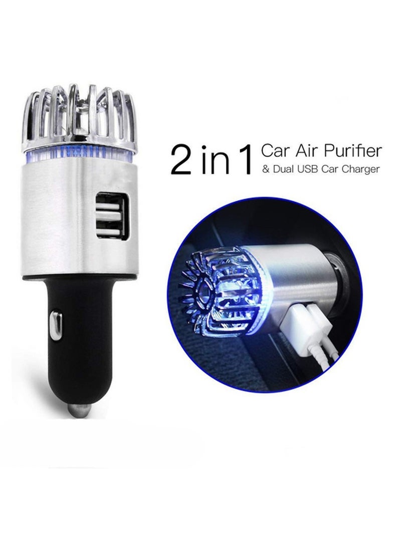 SUPER WINNER 2 in 1 Car Air Purifier and Dual USB Car Charger Odor Remover Purifier Super Fast Mobile and Tab Charger keep fresh Vehicle Environment with Luxurious Smart Device By Turki  - Image 1