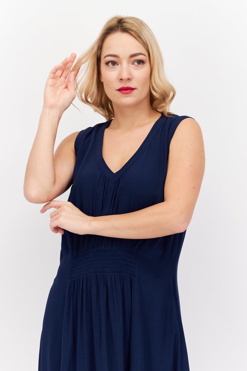 ESPRIT Women Plain Midi Dress, Navy - Image 4