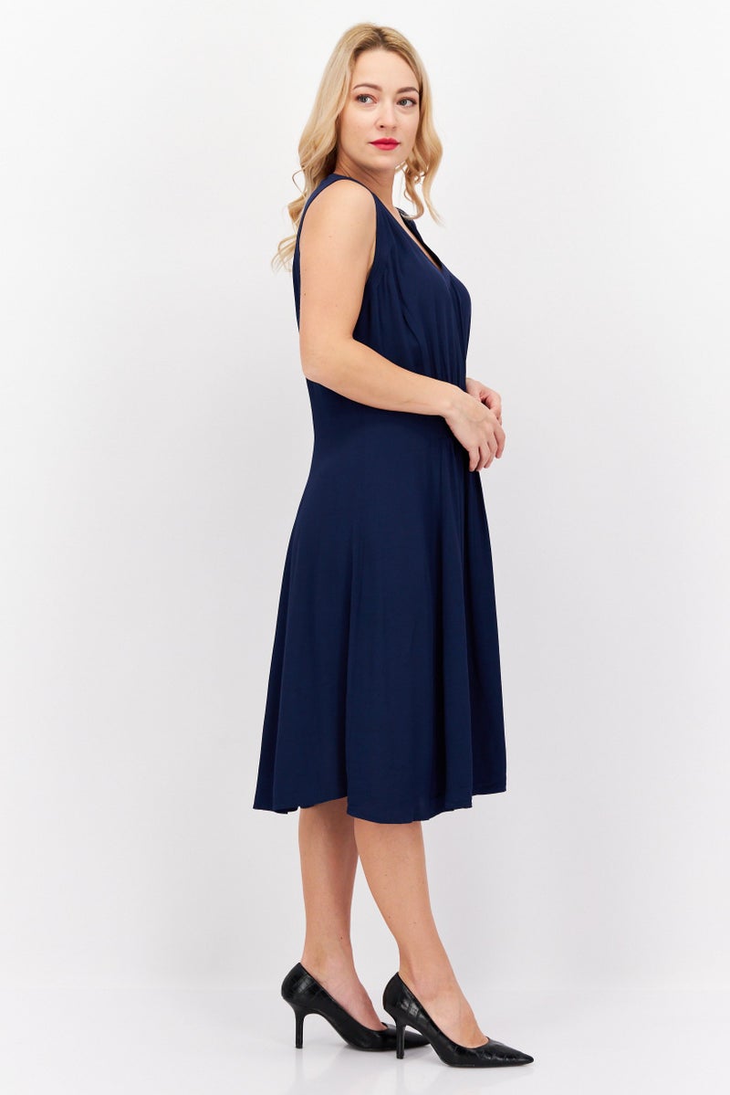 ESPRIT Women Plain Midi Dress, Navy - Image 2