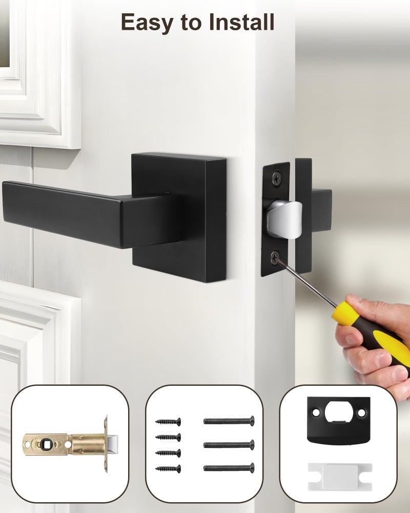 Probrico 5 Pack Passage Door Handle in Matte Black,Interior Closet Door Knobs for Hallway,Non-Locking Keyless Modern Door Lever Hardware,Reversible Left & Right Handed Door - Image 4