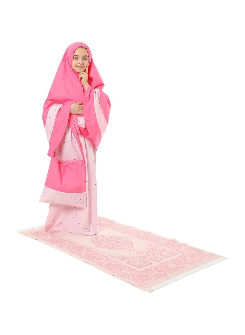 إلانيسا  عمر 8–9 سنوات – طقم صلاة مميز للأطفال مع حقيبة وسجادة صلاة متناسقة، صناعة تركية - Image 1