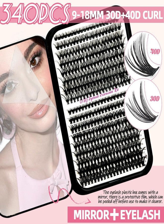 QUKLOGEN DIY Lash Extension Kit 340Pcs 9-18mm 30+40D Curl Lash with Lash Bond and Seal,Quick Glue Remover Lash Shampoo Cleansing Brush Headband Wristband Tweezers Eyelash Brush Mini Applicator - Image 2