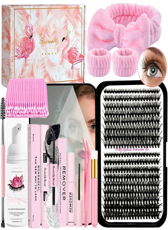QUKLOGEN DIY Lash Extension Kit 340Pcs 9-18mm 30+40D Curl Lash with Lash Bond and Seal,Quick Glue Remover Lash Shampoo Cleansing Brush Headband Wristband Tweezers Eyelash Brush Mini Applicator - Image 1