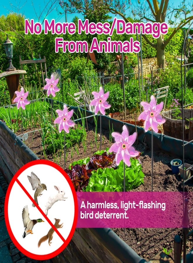 BATTIFE Reflective Pinwheels for Yard and Garden, Pre-Installed Bird Blinder Sparkly Pin Wheel, Scare Birds & Animal Away Wind Spinner, 10 Pack (Pink) - Image 5