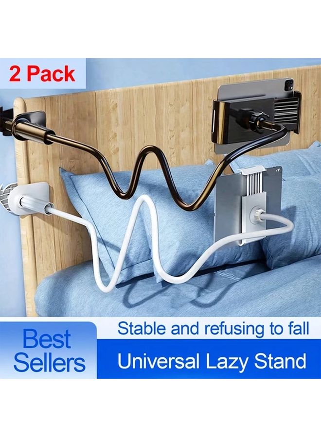 2 Pack White 27.56 Inch 360 Rotatable Universal Lazy Stand For Bedside Table Carbon Steel Phone Tablet Holder No Battery Required - Image 2