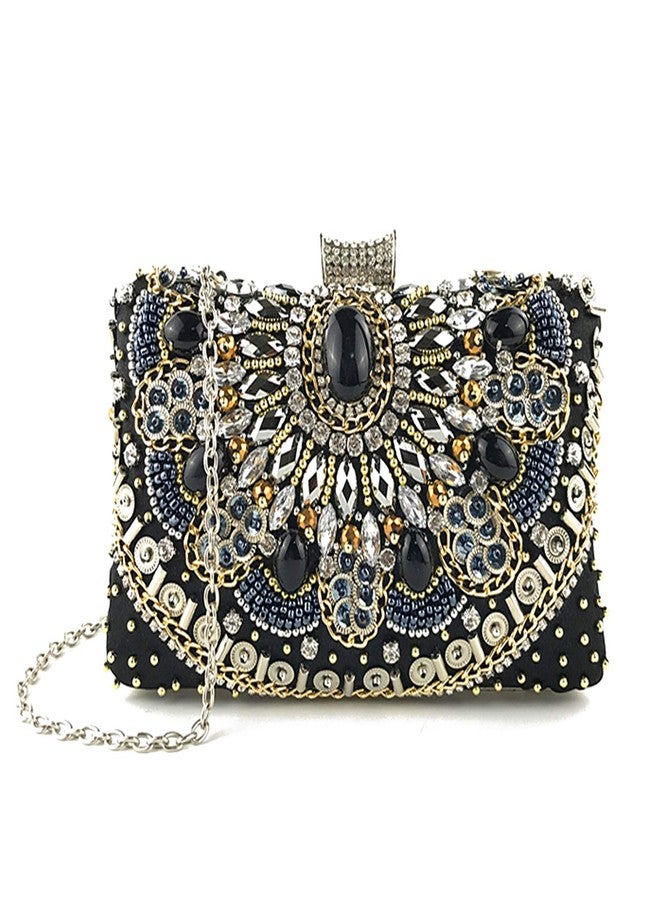 Lanpet Women Clutches Crystal Rhinestone Evening Handbag Chain Strap Shoulder Bag - Image 1