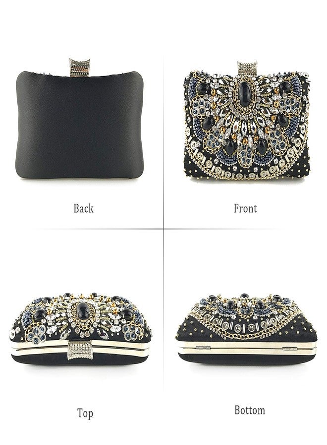 Lanpet Women Clutches Crystal Rhinestone Evening Handbag Chain Strap Shoulder Bag - Image 2
