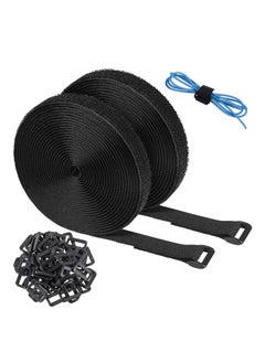 Y&D Velcro Cable Ties, 10m Adjustable Straps Heavy Duty with 50 Buckles, 2 Pcs Free Cut Self Hook and Loop Securing Strap for Tidy, Wire Management, Cord Organiser  - Image 1