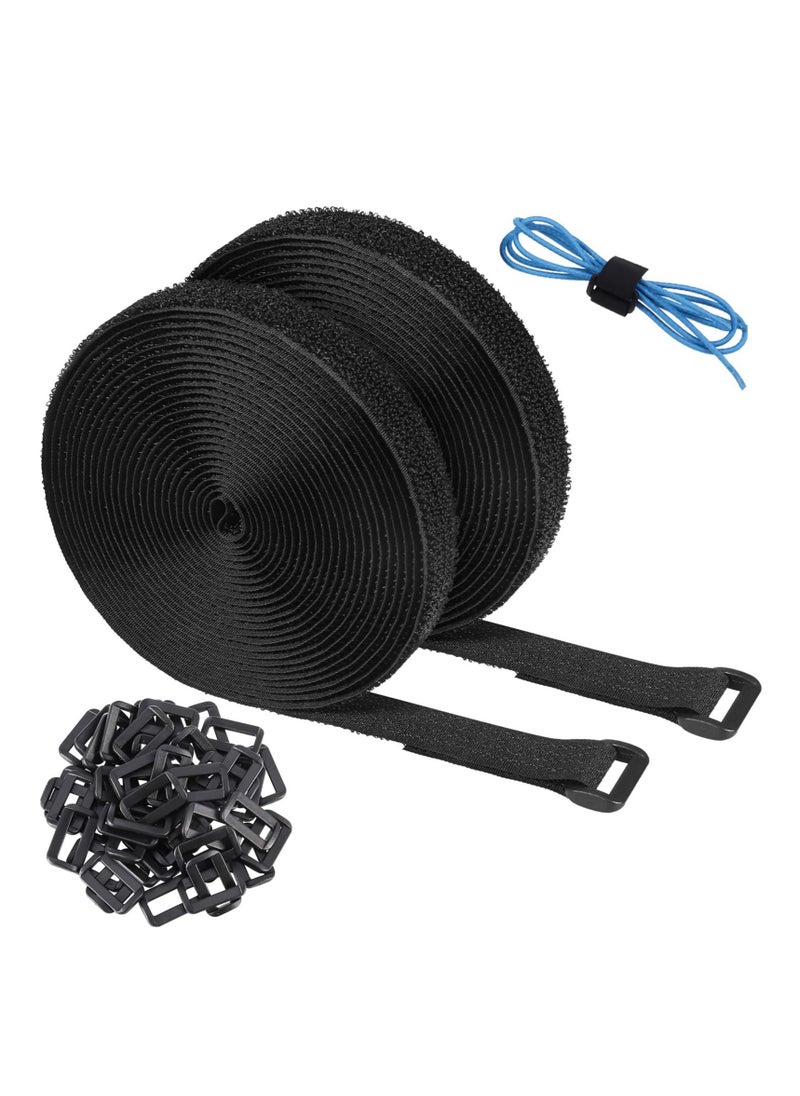 Y&D - Velcro Cable Ties, 10m Adjustable Straps Heavy Duty with 50 Buckles, 2 Pcs Free Cut Self Hook and Loop Securing Strap for Tidy, Wire Management, Cord Organiser - Image 1
