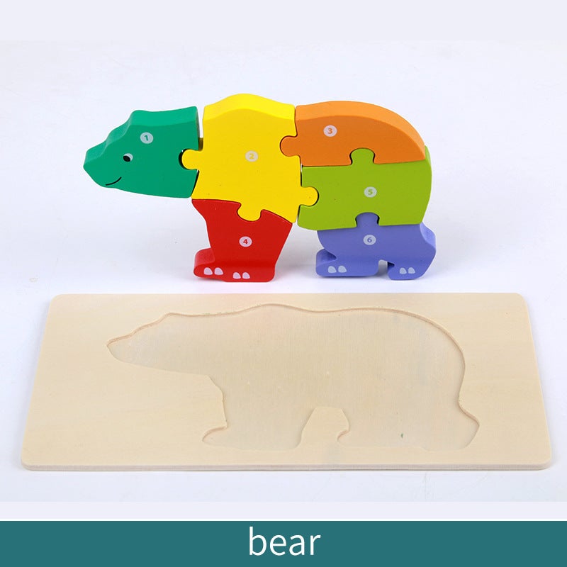 Wooden Children'S Educational Toys 4-6 Early Education Cognitive Product Wooden Animal Traffic Shape Matching 3D Puzzle - Image 1