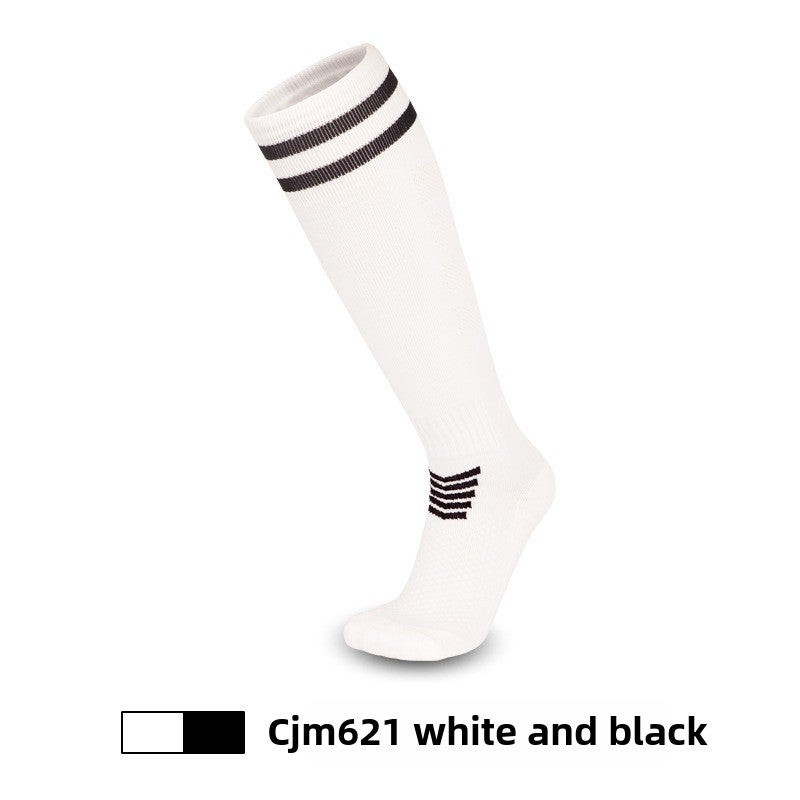 Generic Summer cross-border high football socks towel bottom stockings sweat-absorbent non-slip ball socks professional sports socks men wholesale white and black