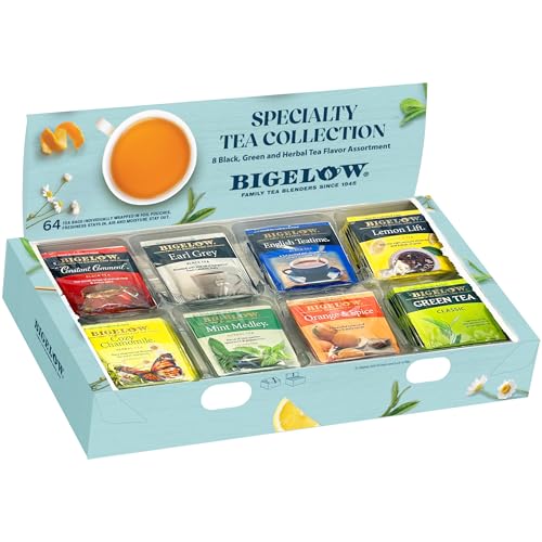 Bigelow Tea Assortment Green Black and Herbal Teas with English Teatime Constant Comment Lemon Lift Earl Grey Green Cozy Chamomile Orange Spice Mint Medley 64 Tea Bags Pack of 1 - Image 1