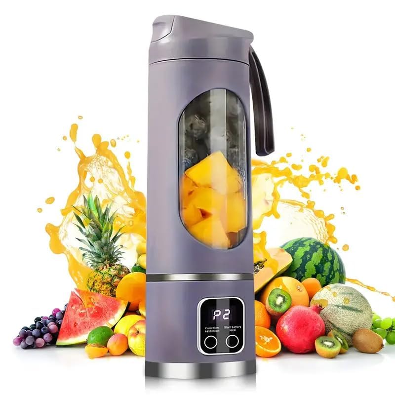 DHAVJ Portable USB Rechargeable Blender & Juicer Compact Fresh Fruit Smoothie Maker, Instantly Nutritious, Ideal for Cold Drinks, Camping & Dining, Large Capacity 450ml, Adjustable Gear (Purple) - Image 3