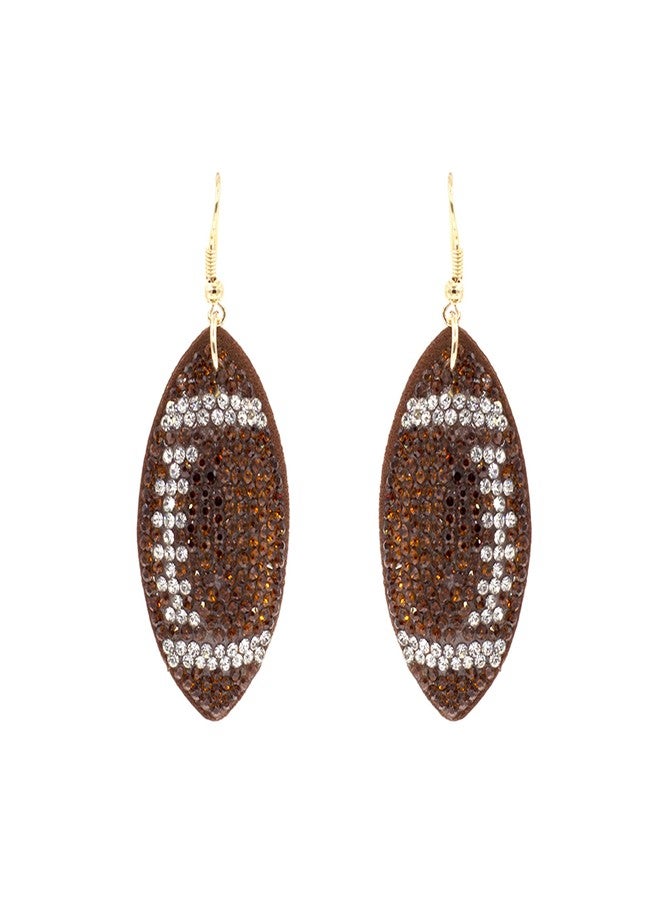 NTLX Sports Earrings for Women - Football, Baseball, Basketball, Soccer, Volleyball, Softball - Cute Designs with Sparkling Rhinestones - Sports Team Fan Jewelry - Gift Box Included (Football) - Image 1