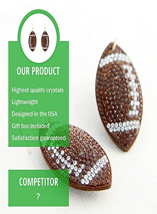 NTLX Sports Earrings for Women - Football, Baseball, Basketball, Soccer, Volleyball, Softball - Cute Designs with Sparkling Rhinestones - Sports Team Fan Jewelry - Gift Box Included (Football) - Image 3