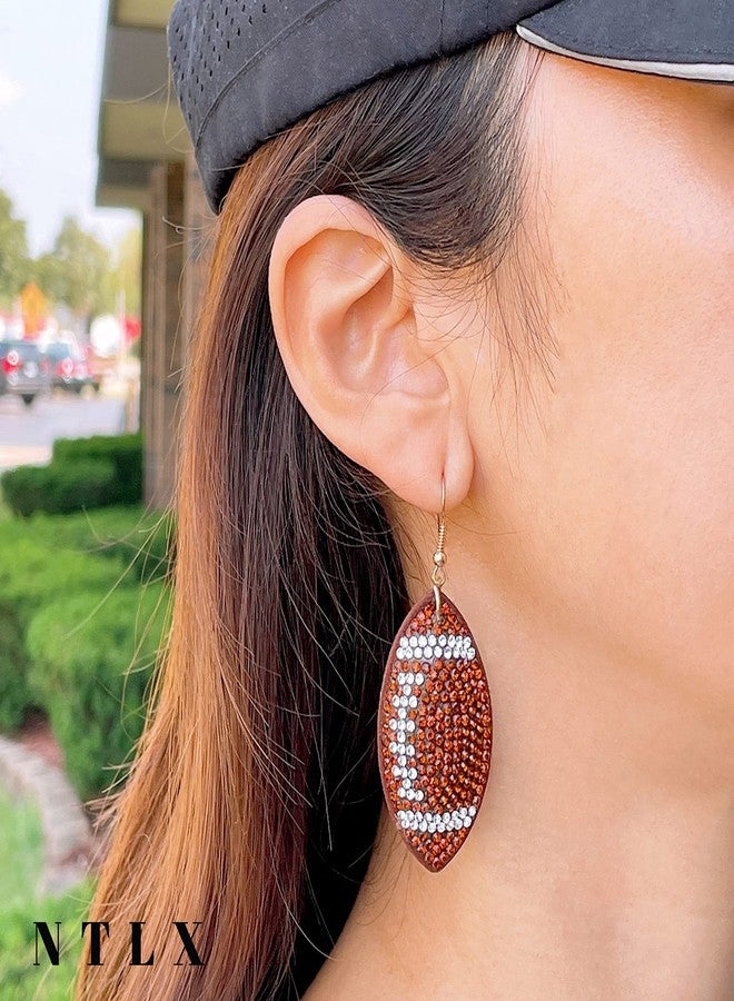 NTLX Sports Earrings for Women - Football, Baseball, Basketball, Soccer, Volleyball, Softball - Cute Designs with Sparkling Rhinestones - Sports Team Fan Jewelry - Gift Box Included (Football) - Image 5