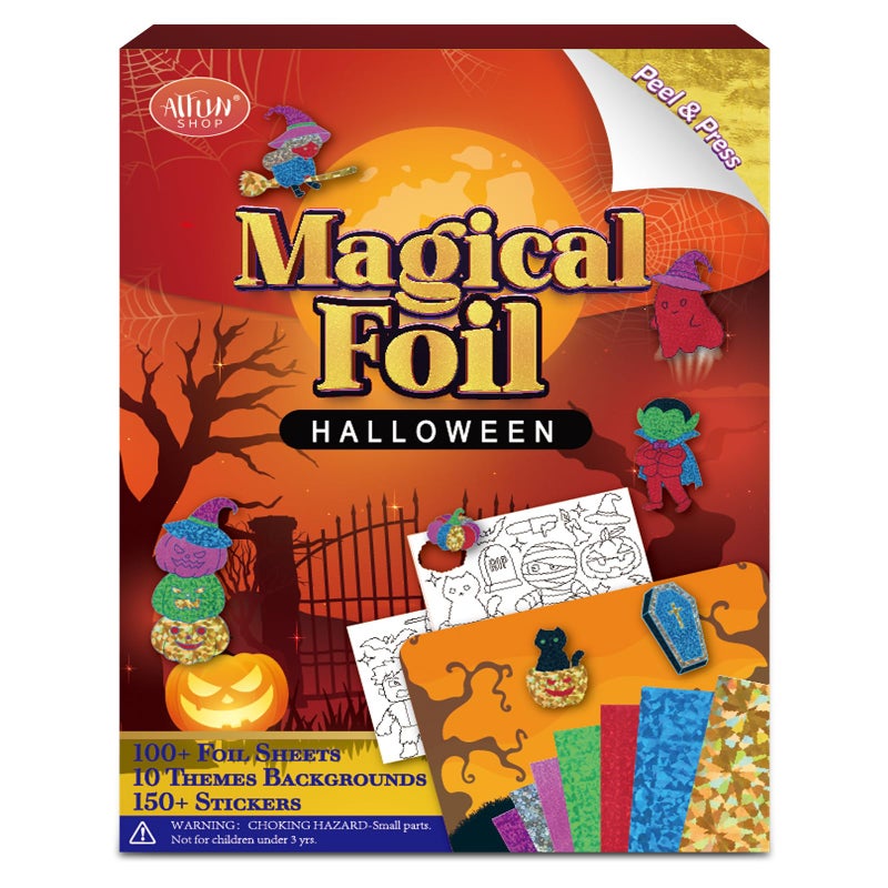 ATFUNSHOP Halloween Crafts for Kids Foil Art No Mess Foil Craft Toy for Kids Ages 4 5 6 7 8 9 10 DIY Activity Kit with Spooky Ghosts Pumpkins BatsHalloween Party Favors Toys Games for Boys and Girls - Image 2