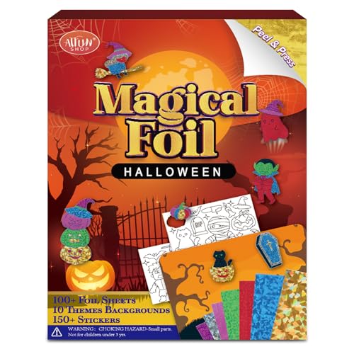ATFUNSHOP Halloween Crafts for Kids Foil Art No Mess Foil Craft Toy for Kids Ages 4 5 6 7 8 9 10 DIY Activity Kit with Spooky Ghosts Pumpkins BatsHalloween Party Favors Toys Games for Boys and Girls - Image 1