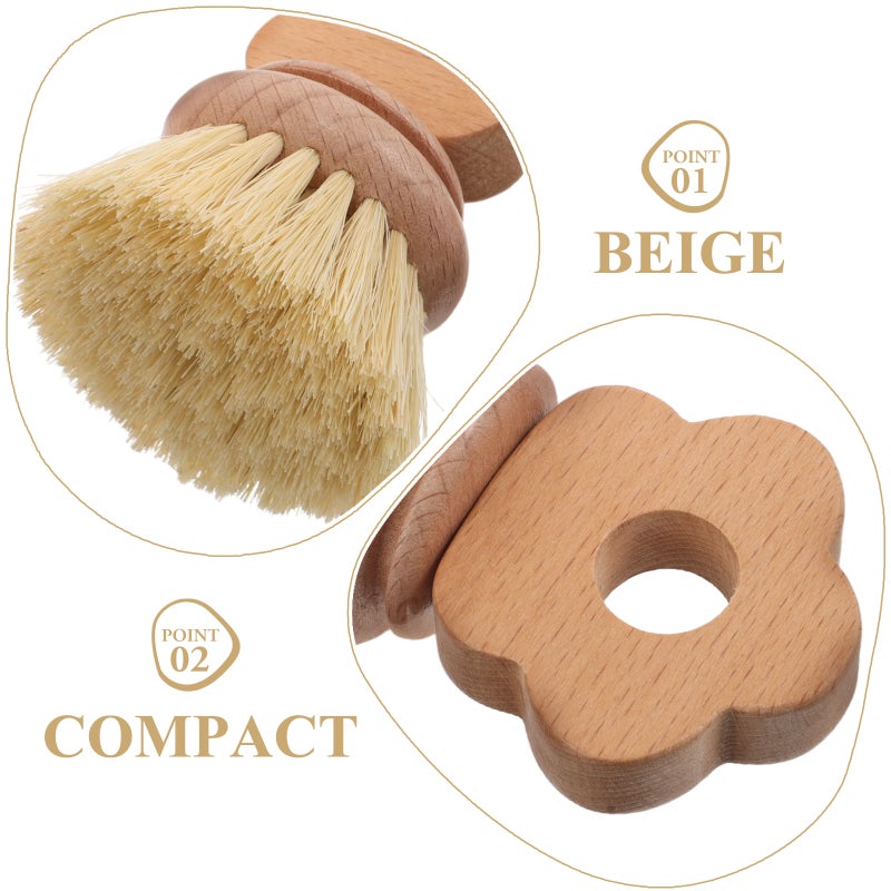 2pcs Wood Scrub Brushes: Mini Palm Scrub Brush Pot Dish Scrubber Cleaning Scrubbers For Pot Pan Sink Grills Flatware For Kitchen Sink Bathroom - Image 4