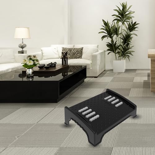 Techhark® Ergonomic Under Desk Foot Rest with Massage Rollers, 40 x 29 x 12.3 cm, Anti-Slip Design, Black, Plastic - Image 3