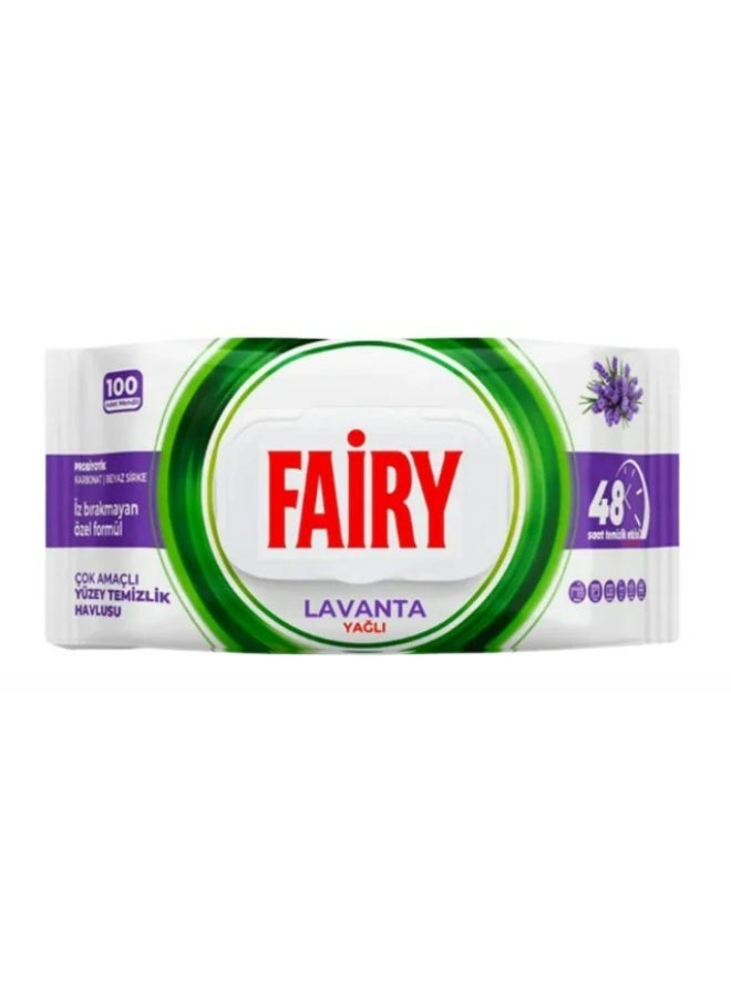 Fairy Multi-Purpose Surface Cleaning Towel 100 Sheets | Lavender | 48 Hours Cleaning Effect | Traceless Formula - Image 1