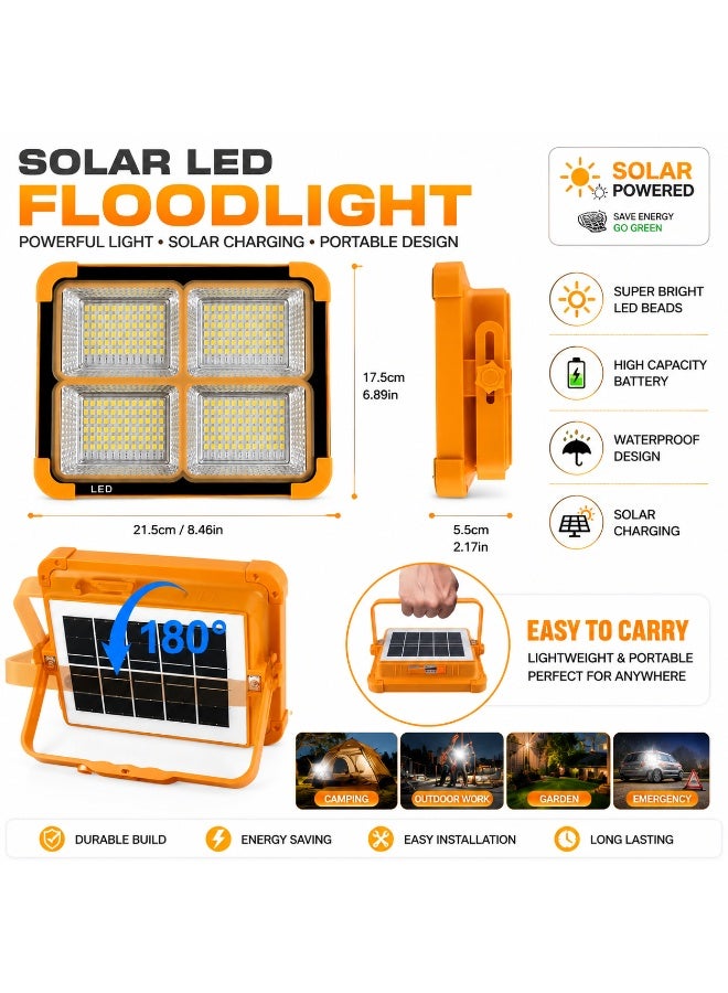 Solar LED Floodlight Portable Work Light, USB Rechargeable with 5 Lighting Modes for Camping & Emergencies - Image 1