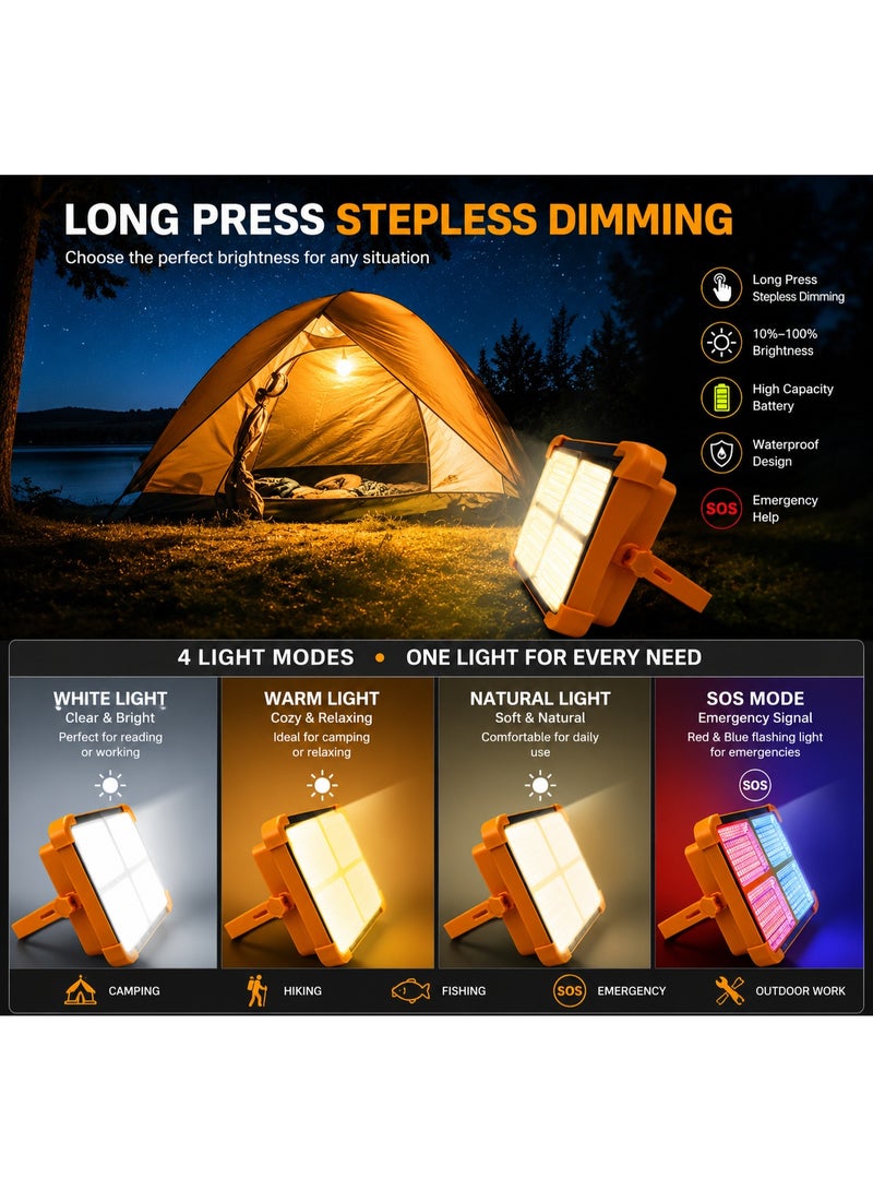 Solar LED Floodlight Portable Work Light, USB Rechargeable with 5 Lighting Modes for Camping & Emergencies - Image 2